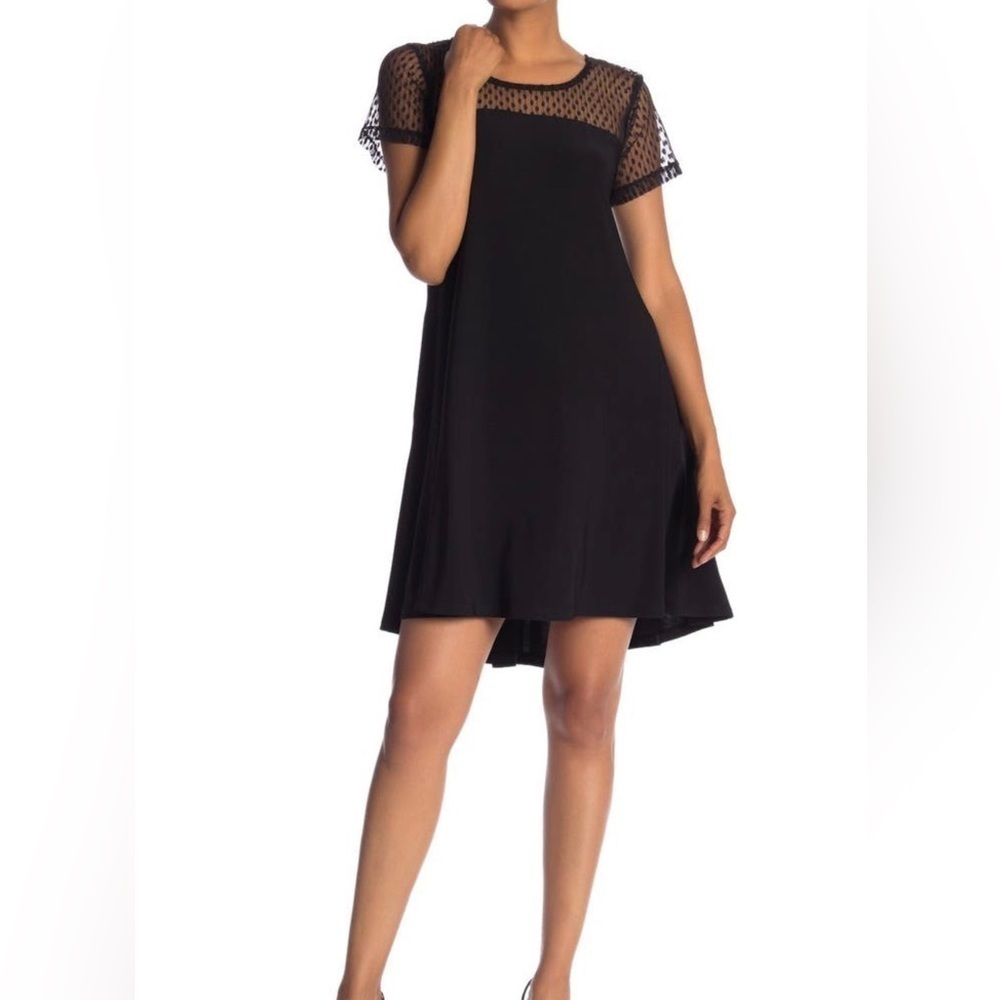 Nina Leonard navy high low shift dress size large
